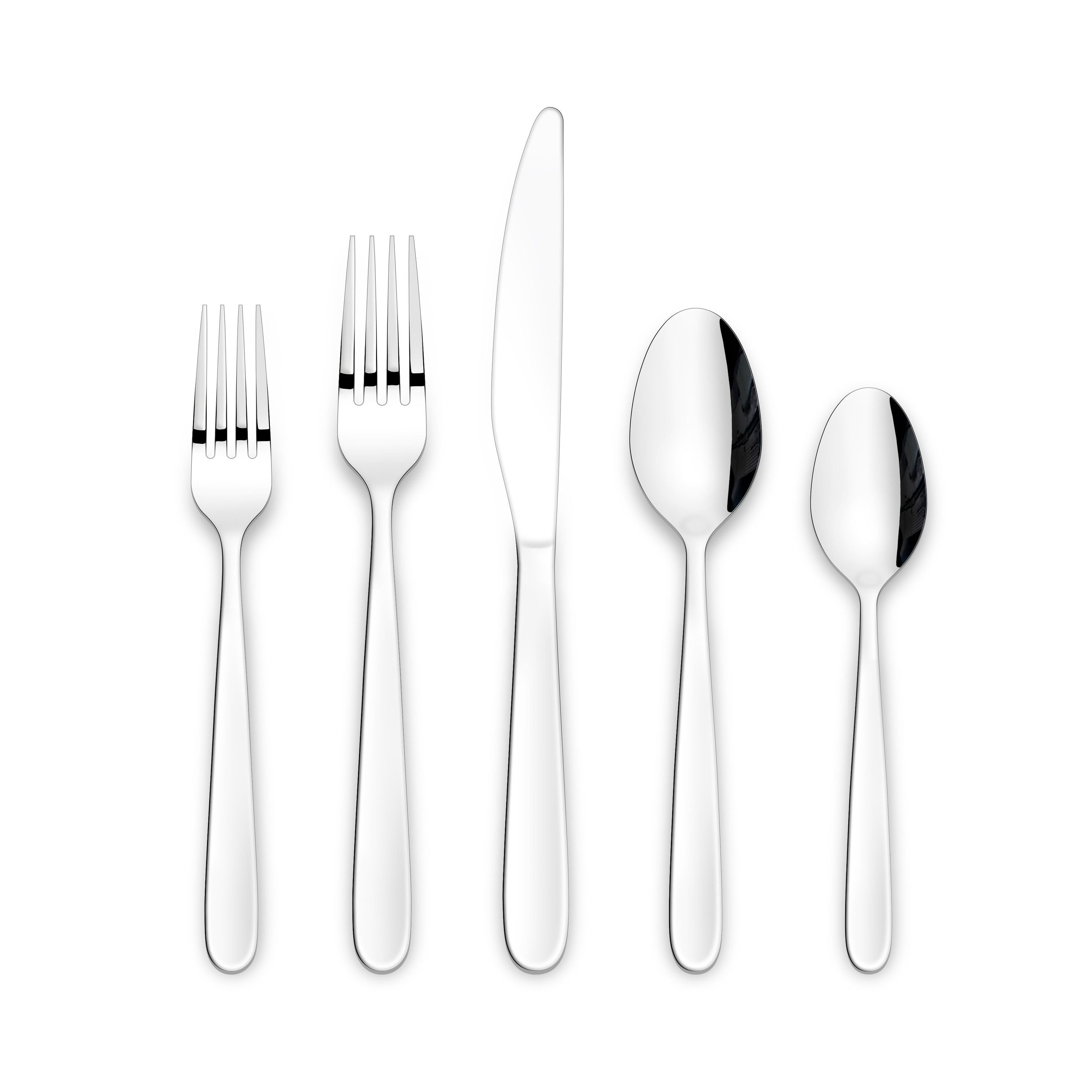 CANVAS Wembury Scoop Handle Flatware Set, Stainless Steel, Serves 10, 50-pc
