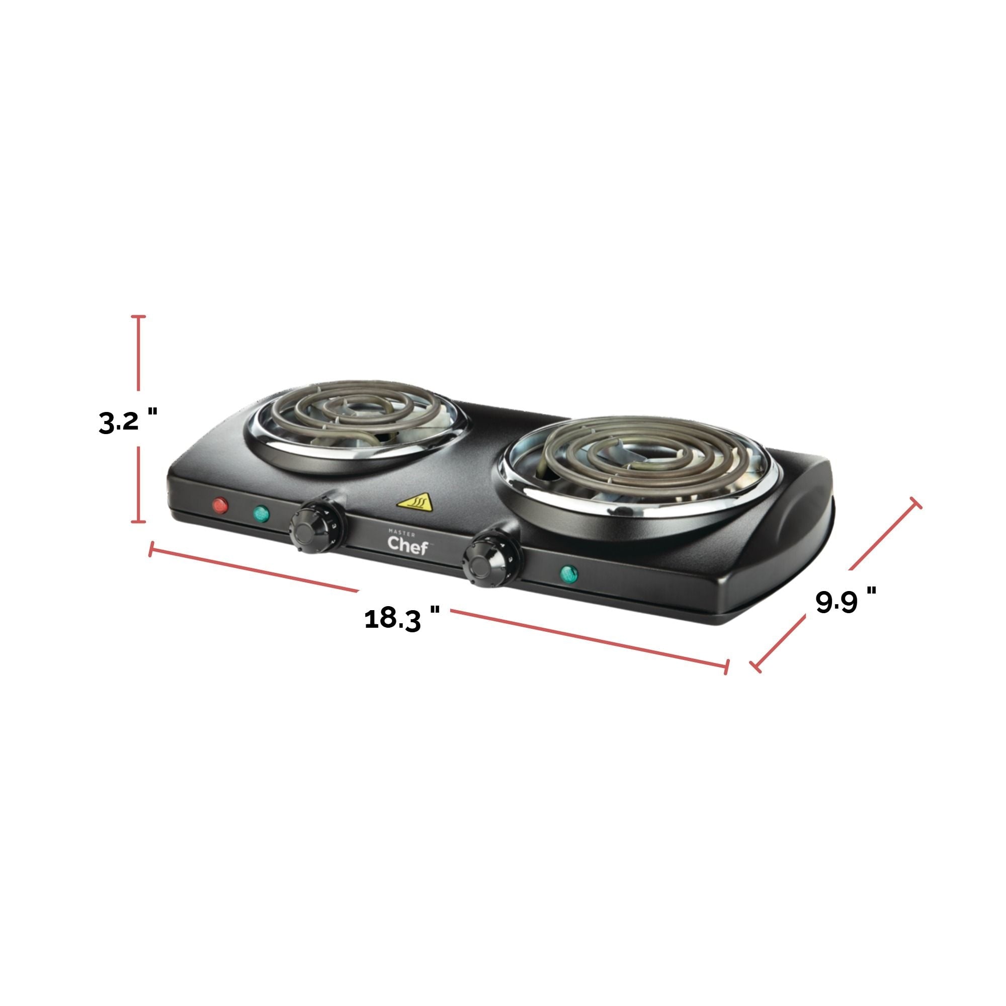 MASTER Chef Double Burner Hot Plate, Black, 1500W