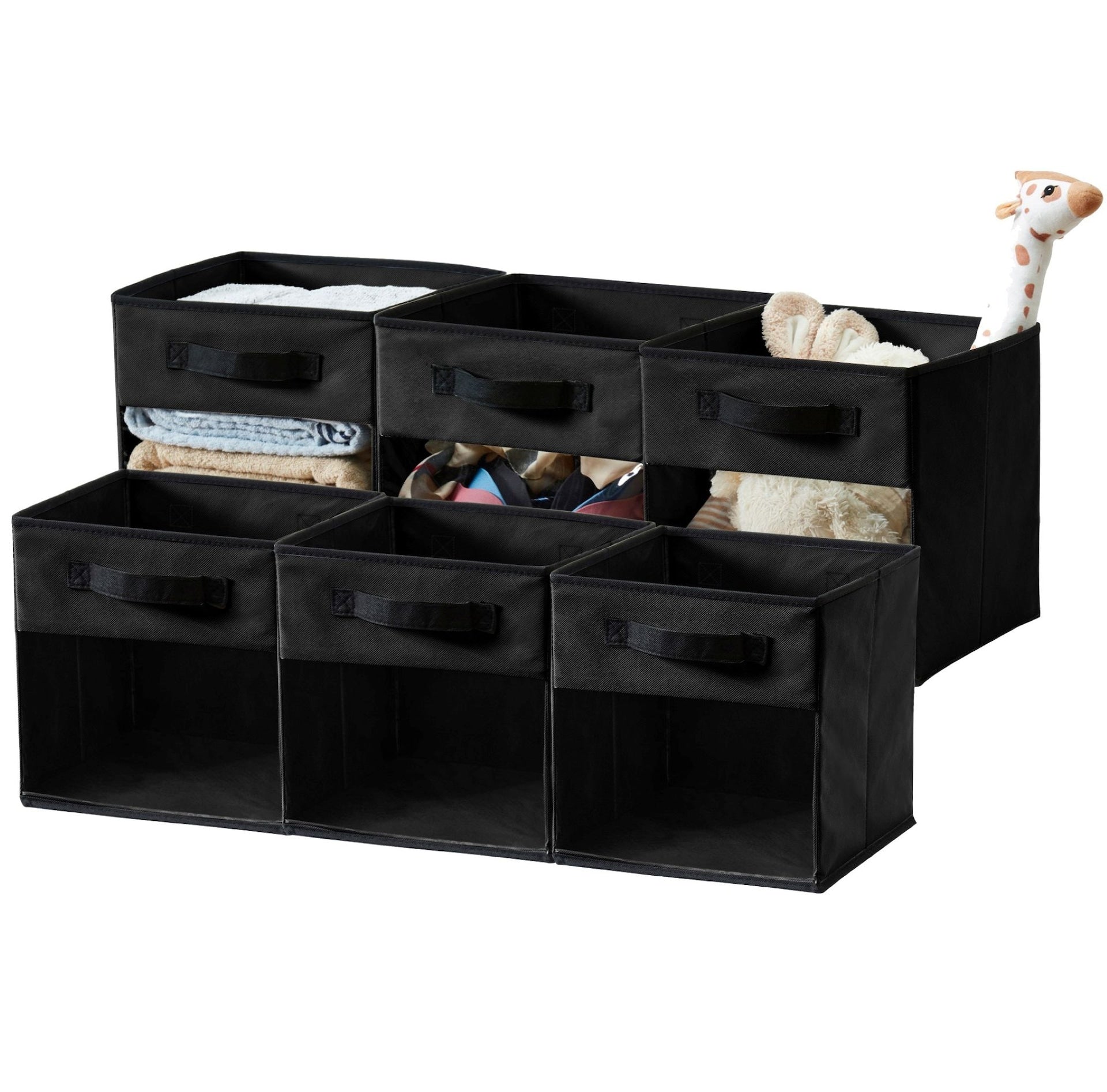 Decomomo Collapsible Transparent Front Cube, 11-in, 6-pk, Black