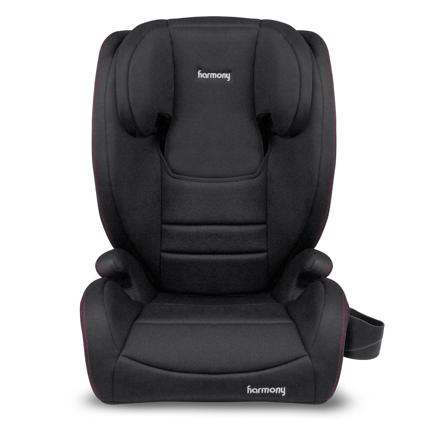 Harmony Genesys Deluxe High Back Booster, Black with Red Stitching