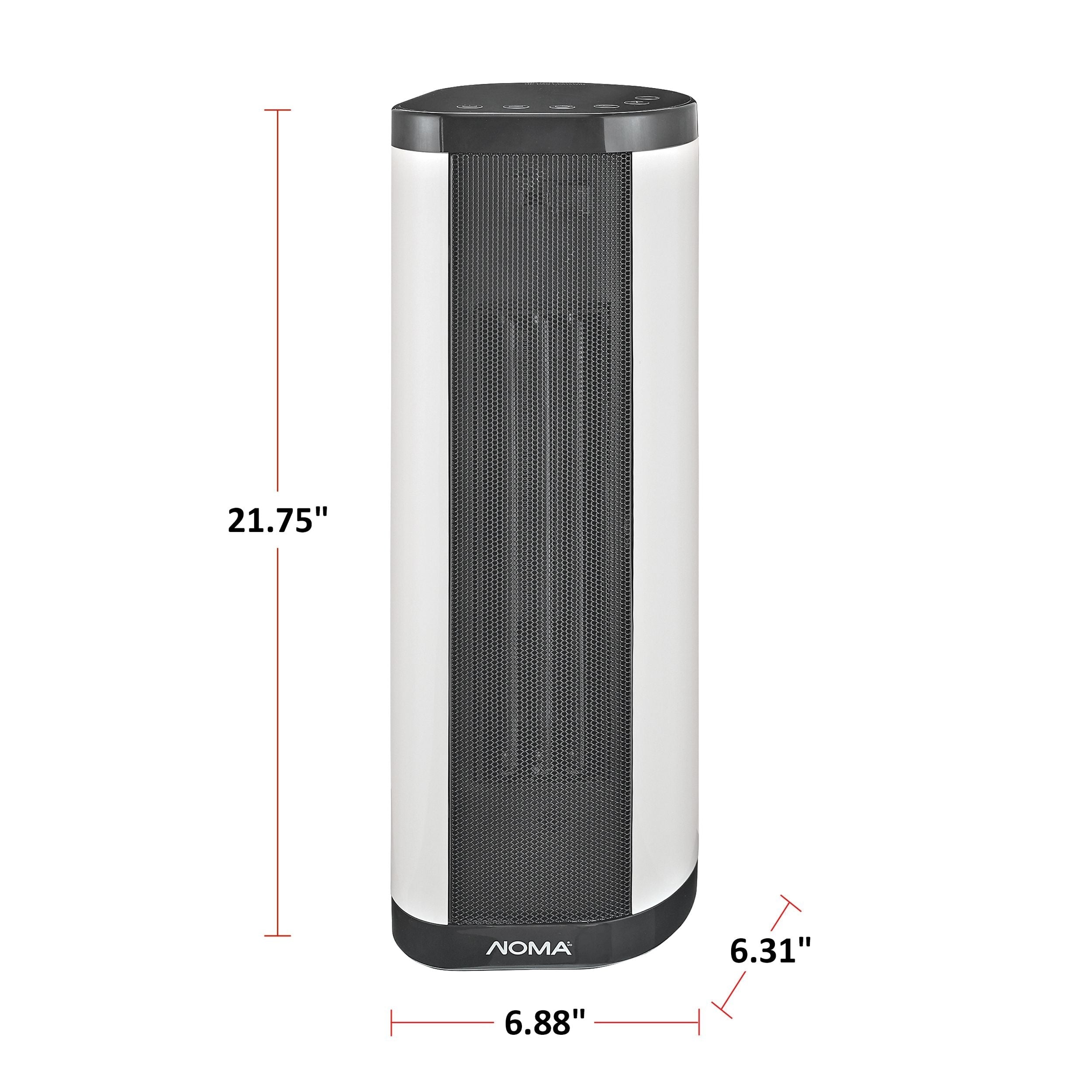 NOMA Oscillating Tower/Baseboard Heater withRemote Control & Thermostat, 1500W, White