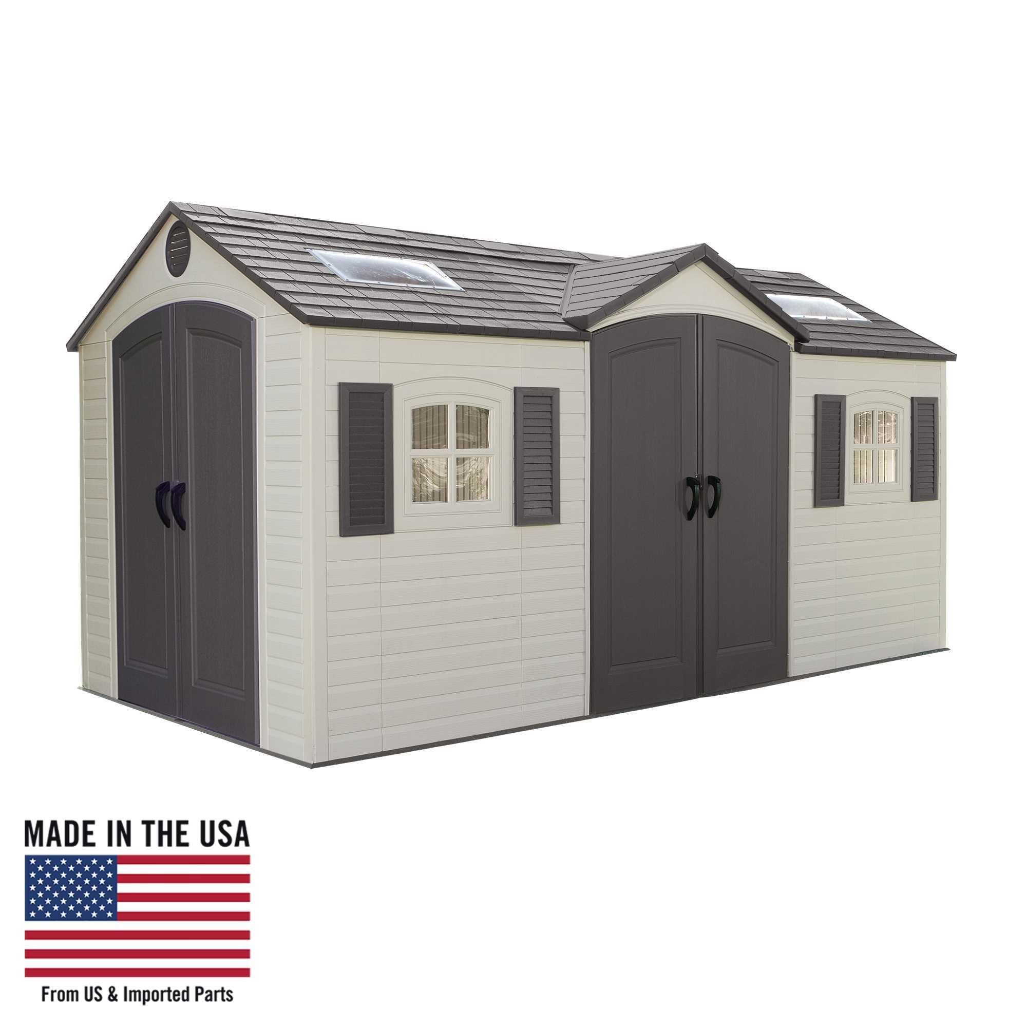 Lifetime Outdoor Storage Shed with Dual Side Entry, 15 x 8-ft