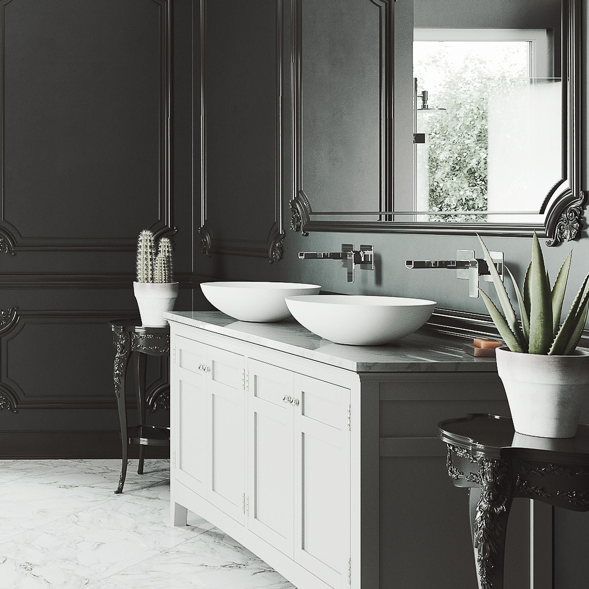 VIGO Lotus Matte Stone Round Composite Vessel Bathroom Sink/Basin with Deep Bowl, White