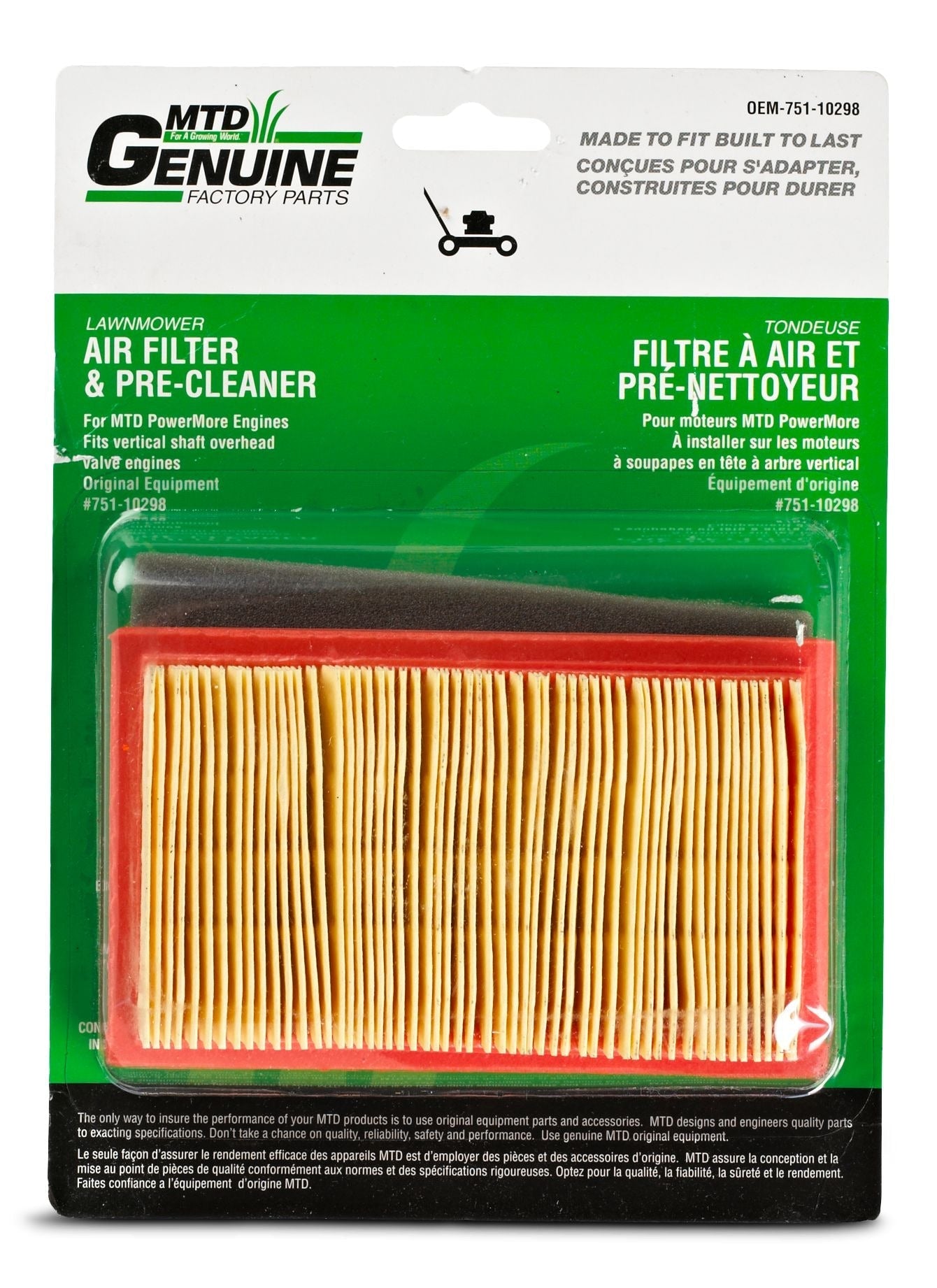 MTD Lawn Mower Replacement Air Filter & Pre-Cleaner