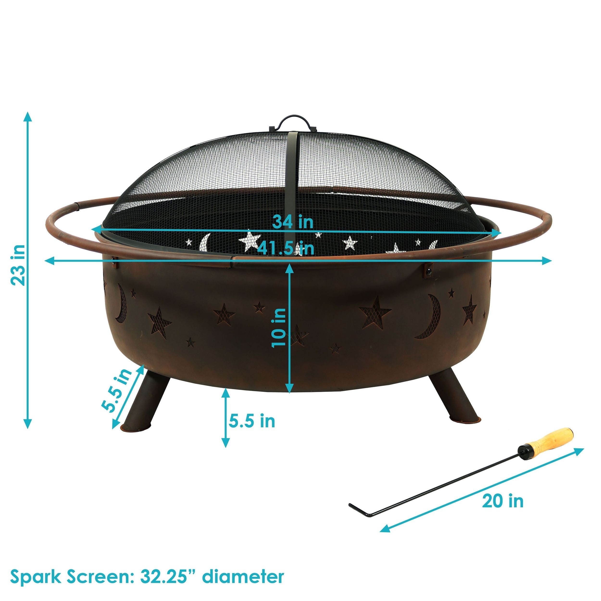 Sunnydaze Décor Steel Cosmic Fire Pit, Extra-Large, 42-in