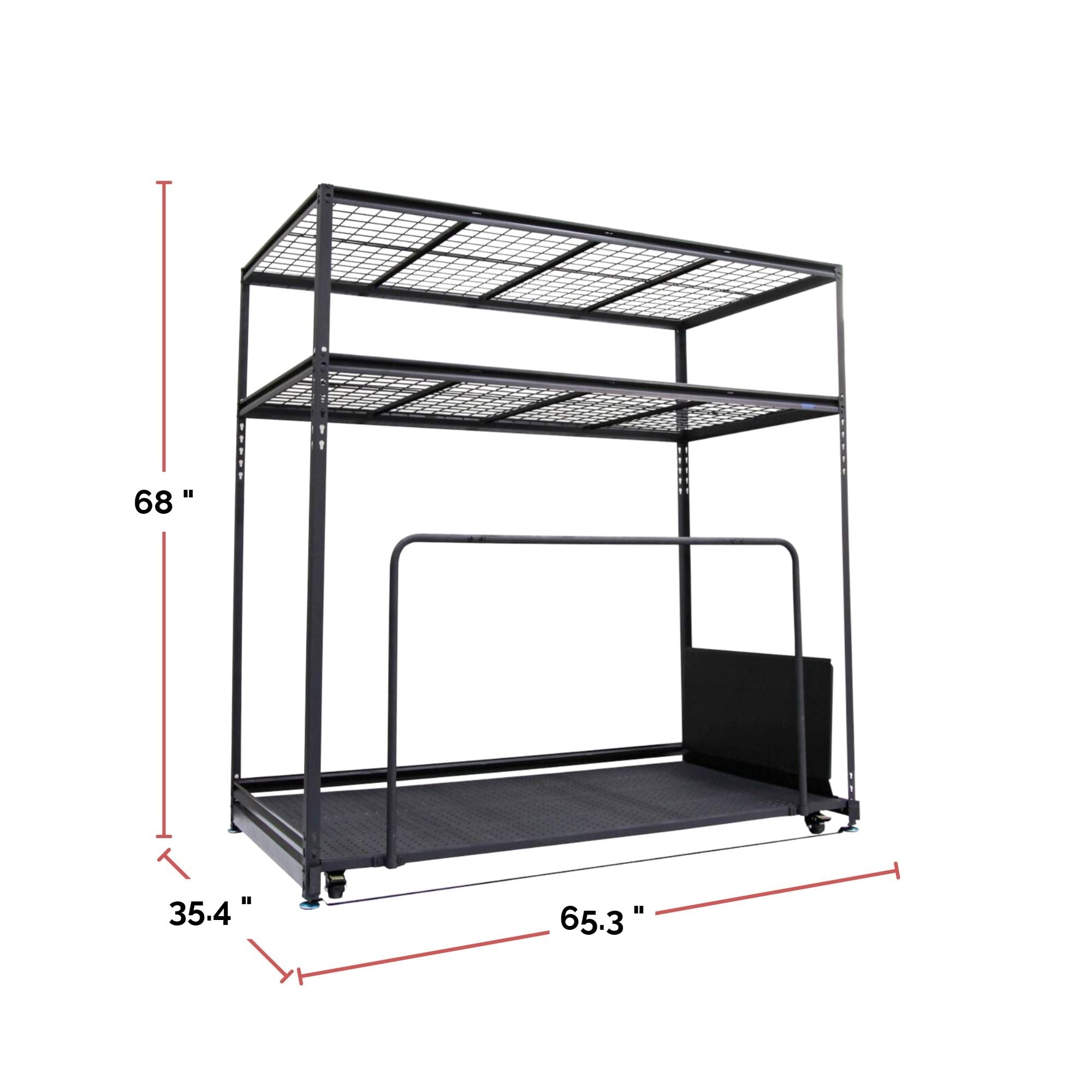 Mastercraft Seasonal Storage Rack with Rolling Platform Cart, Black, 65.5-in x 35.5-in x 68-in
