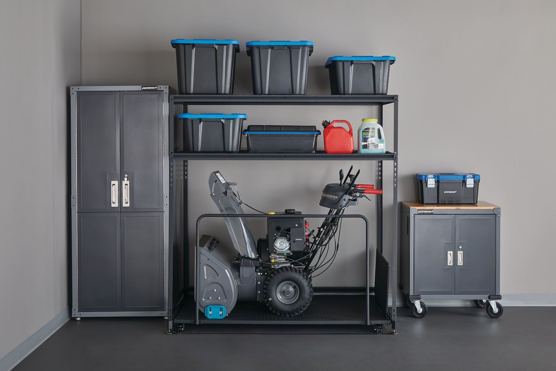 Mastercraft Seasonal Storage Rack with Rolling Platform Cart, Black, 65.5-in x 35.5-in x 68-in