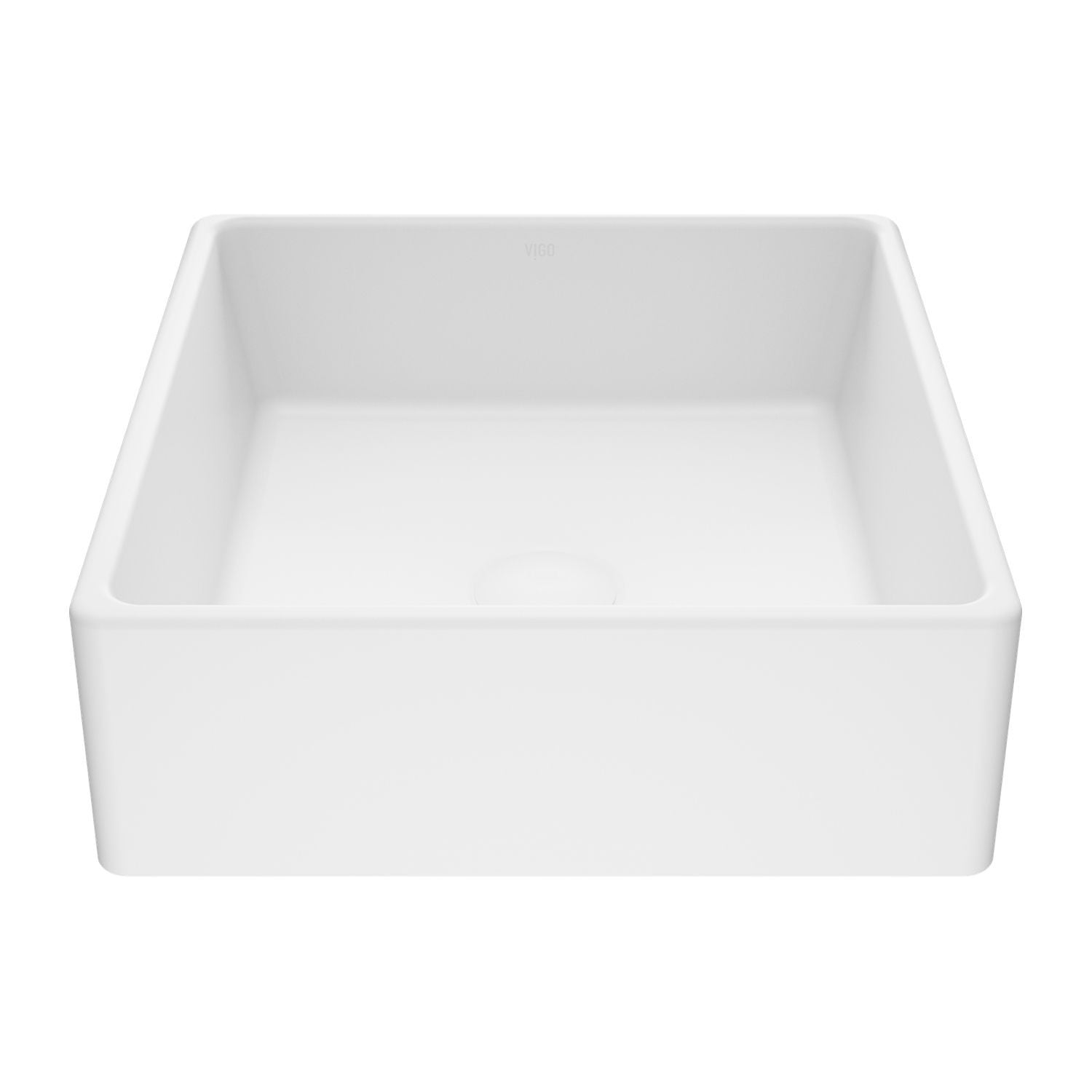 VIGO Dianthus Matte Stone Square Vessel Bathroom Sink, Above-Counter Installation, White