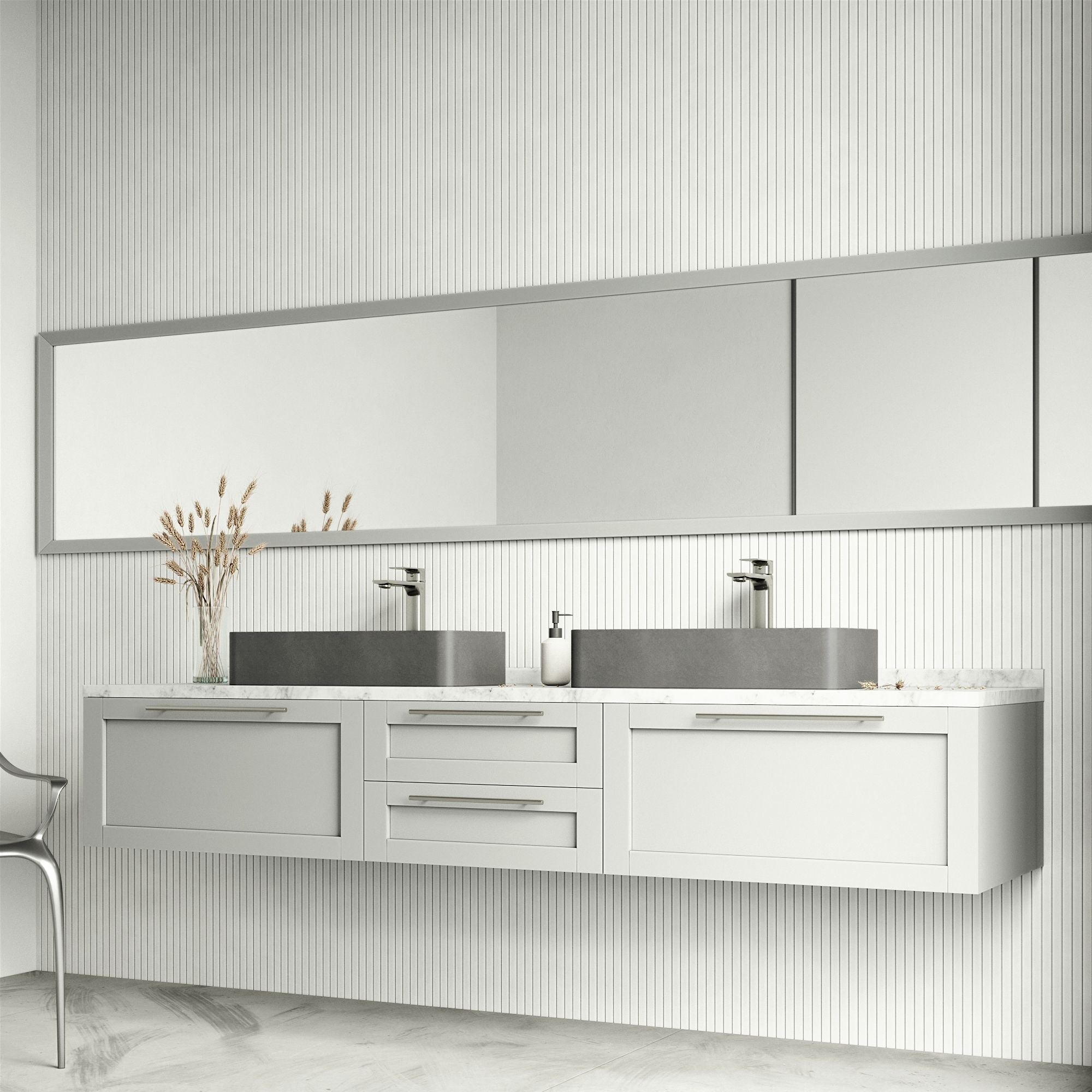 VIGO Palazzo Gothic ConcretoStone 24x11-in Deep Grey Bathroom Sink/Basin with Rectangular Vessel