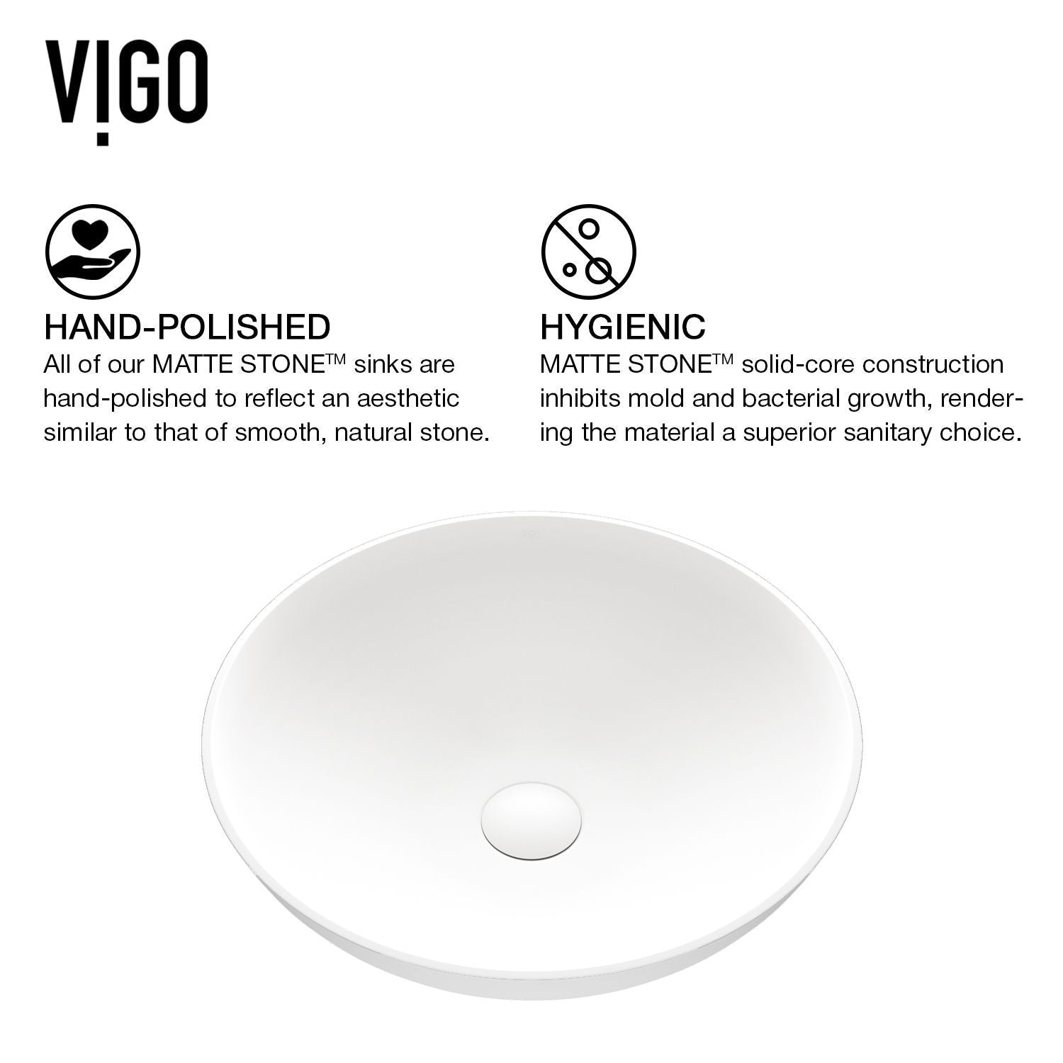 VIGO Lotus Matte Stone Round Composite Vessel Bathroom Sink/Basin with Deep Bowl, White