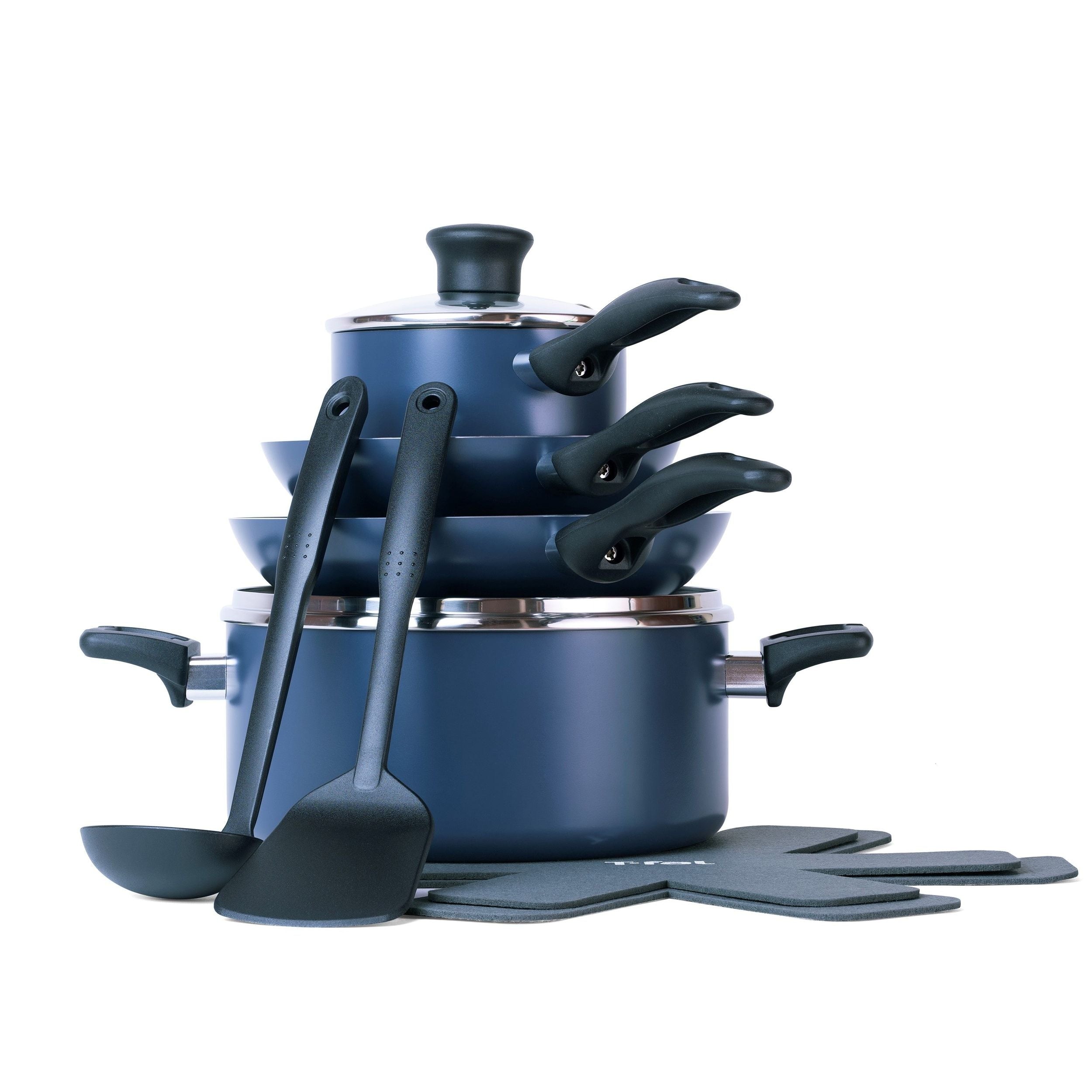 T-Fal Viva Aluminum Non-Stick Cookware Set, Blue, 10-pc