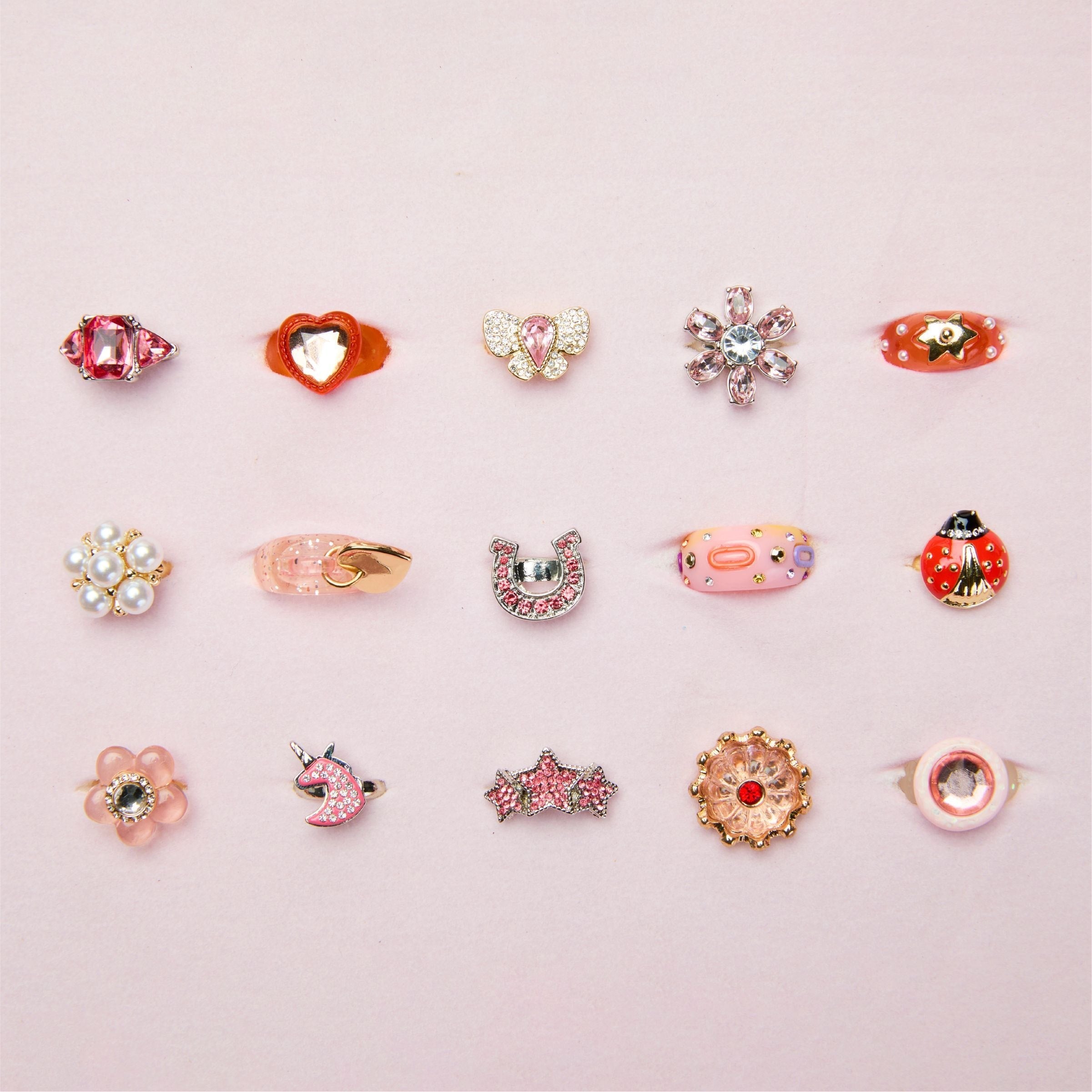FAO Schwarz Kids Glam Rings Set, 15 Piece, Pink