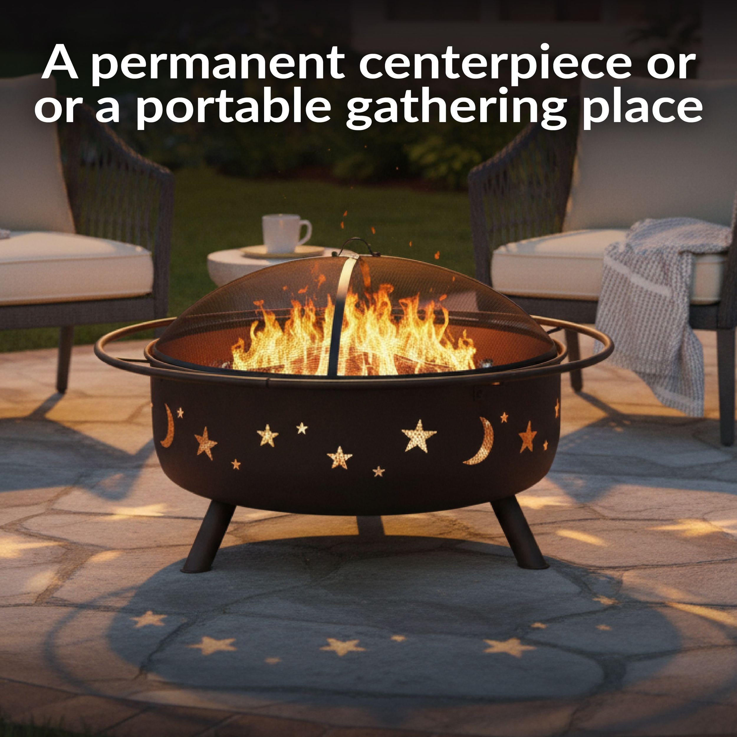 Sunnydaze Décor Steel Cosmic Fire Pit, Extra-Large, 42-in